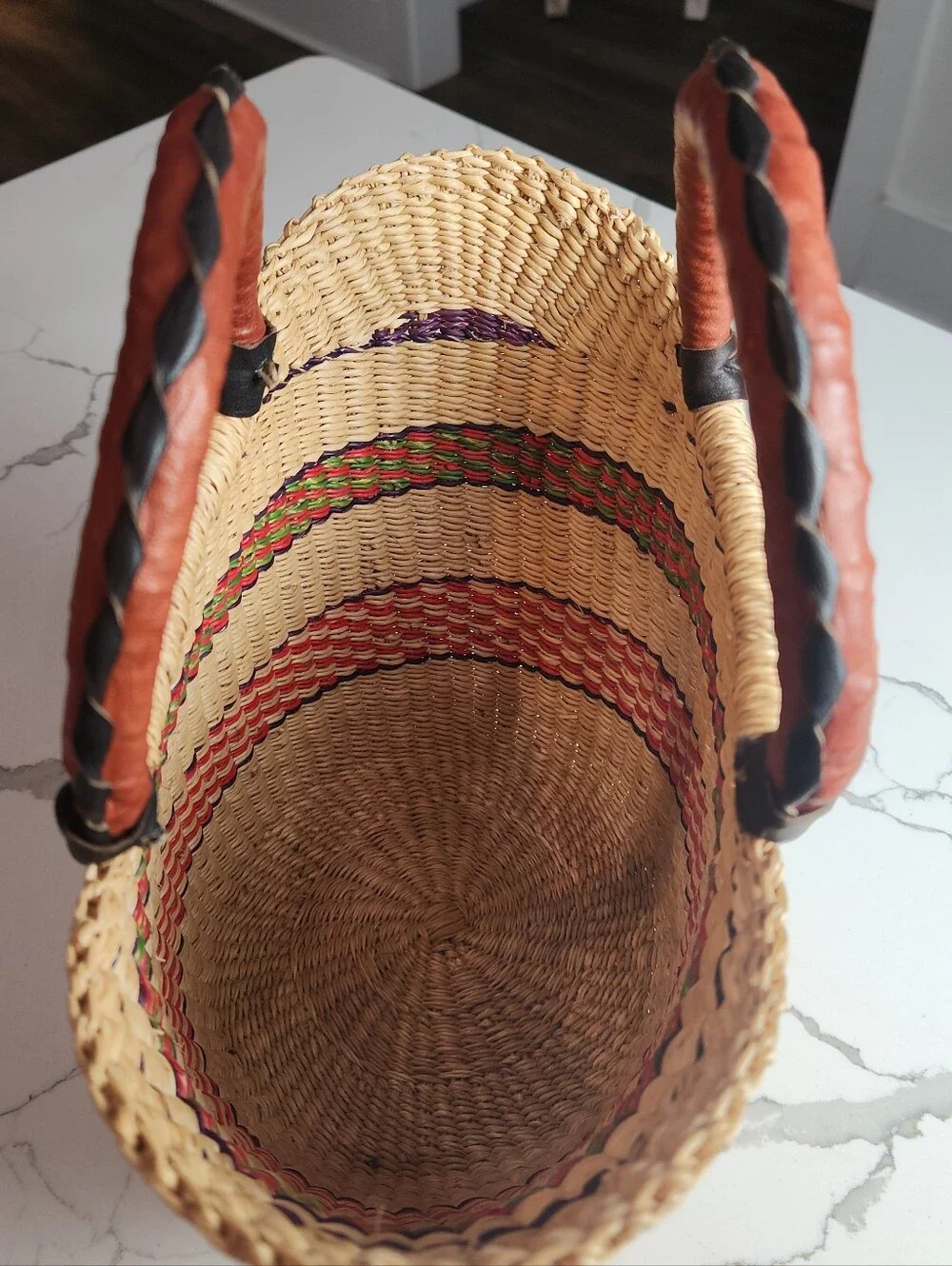 Artisan Woven Straw Tote U-Shopper Purse Summer Beach Bag